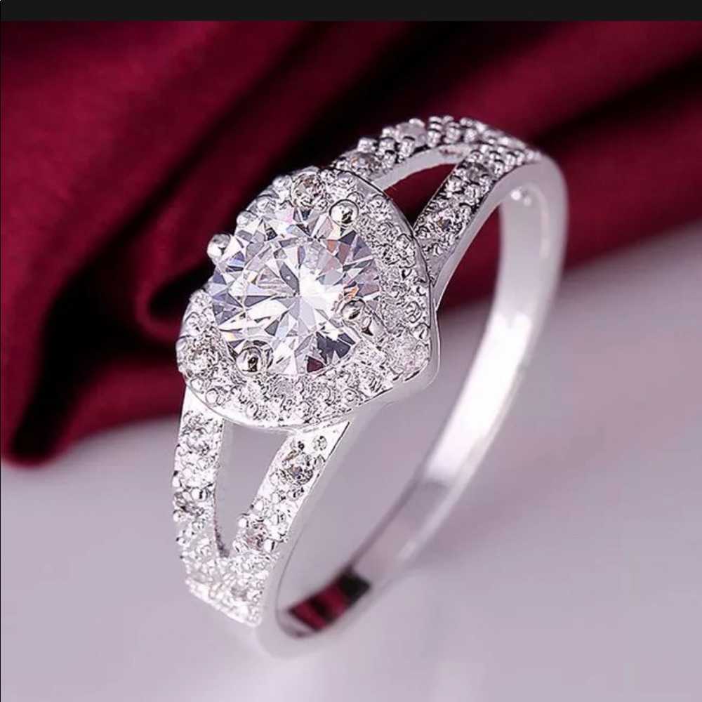 Sterling Silver Bling Heart Ring with Cubic Zirconium Sparkle